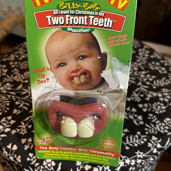 Billy Bob all I want for Christmas is my two front teeth joke gift pacifier . - Picture 1 of 2